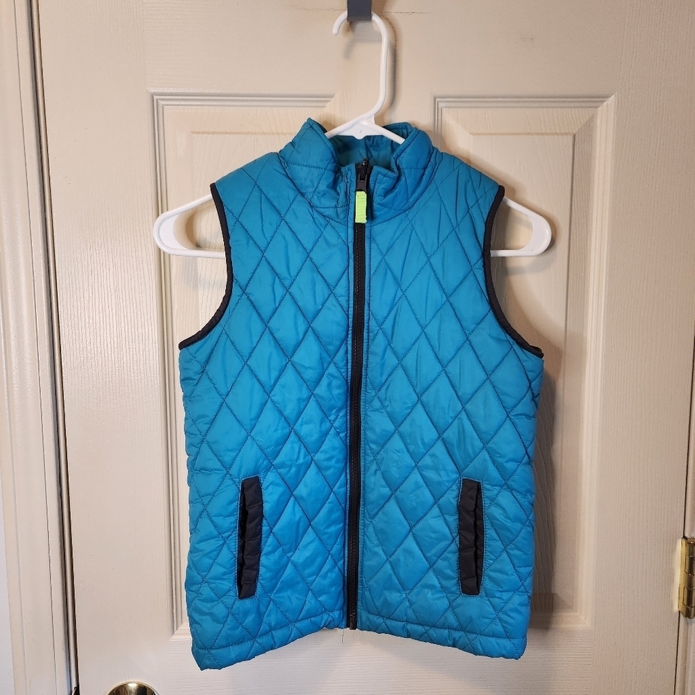 Quilted Girls Vest, turquoise
